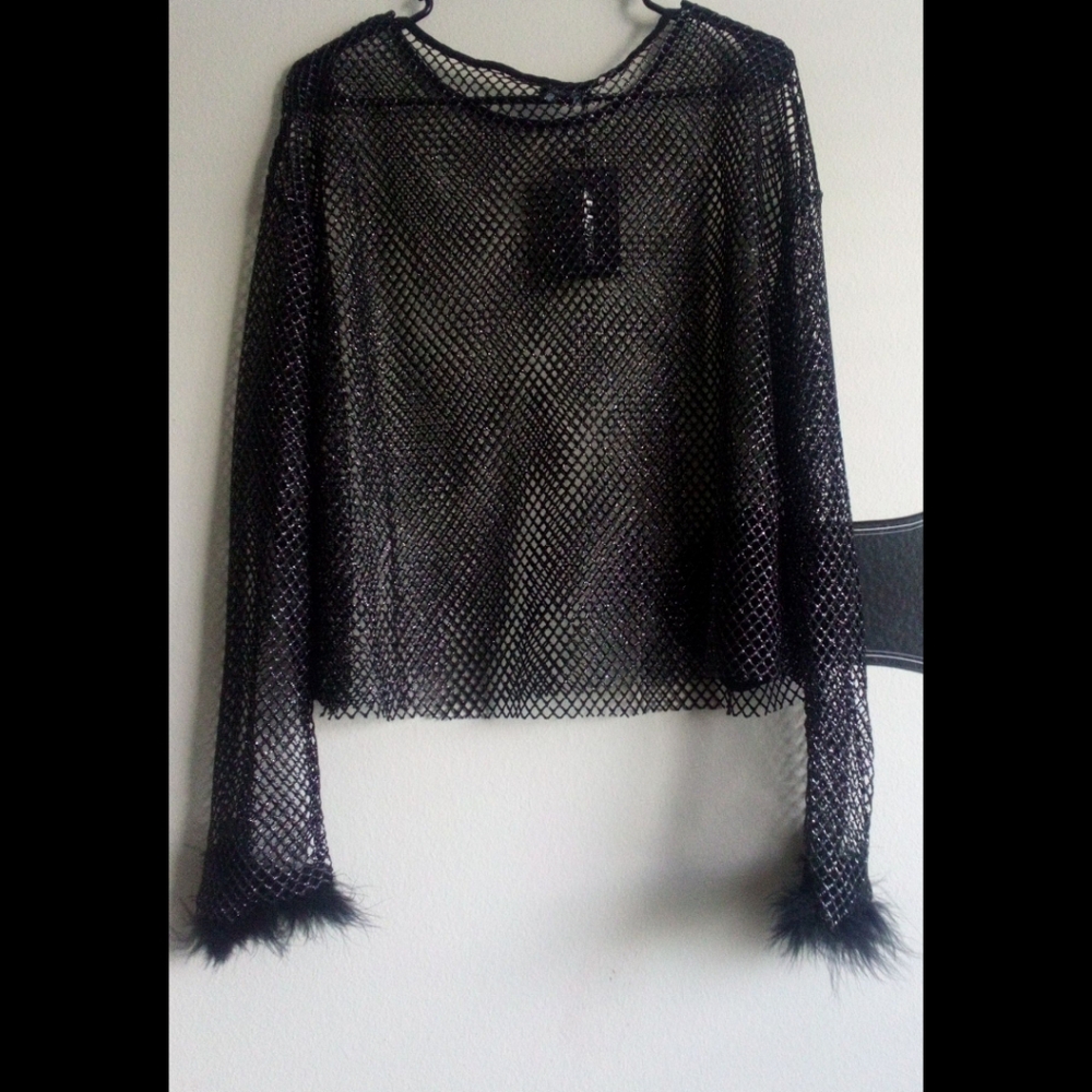 🆕 LISTING!! BNWT GLITTER MESH NET TOP - Picture 12 of 16